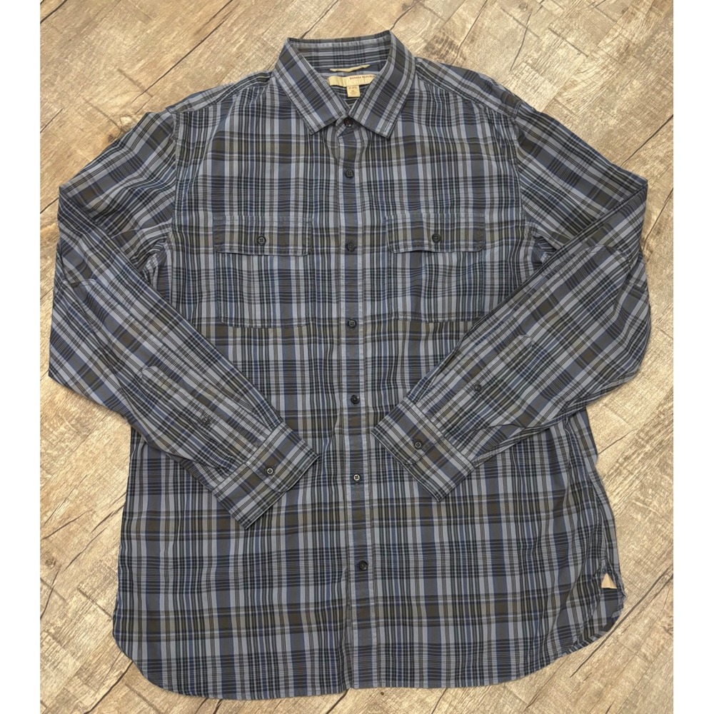 Banana Republic Heritage Mens XL Blue Plaid Button Down Shirt Long Sleeve Cotton